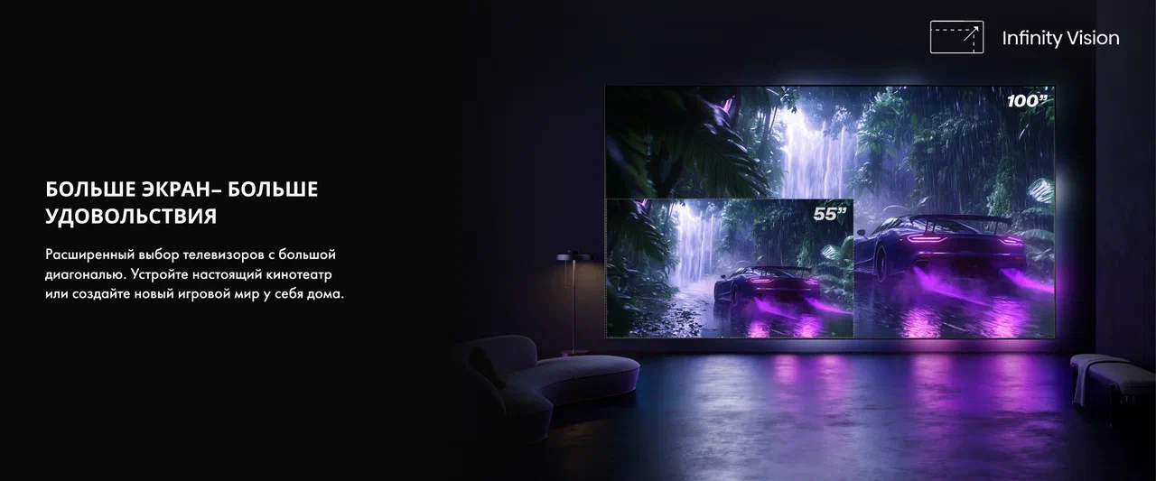 Обзор ТВ Hisense 100E7Q PRO - тотальное погружение в кино и спорт уже в России картинка Телевизор Hisense 100E7Q PRO для игр и спорта | DGL.RU