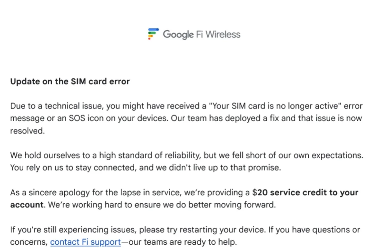 Оператор Google Fi платит за сбои в сети | DGL.RU