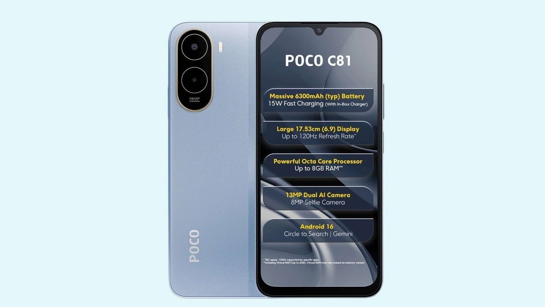 Poco C81 и C81x: автономные монстры с батареей на 6300 мАч и экранами 120 Гц