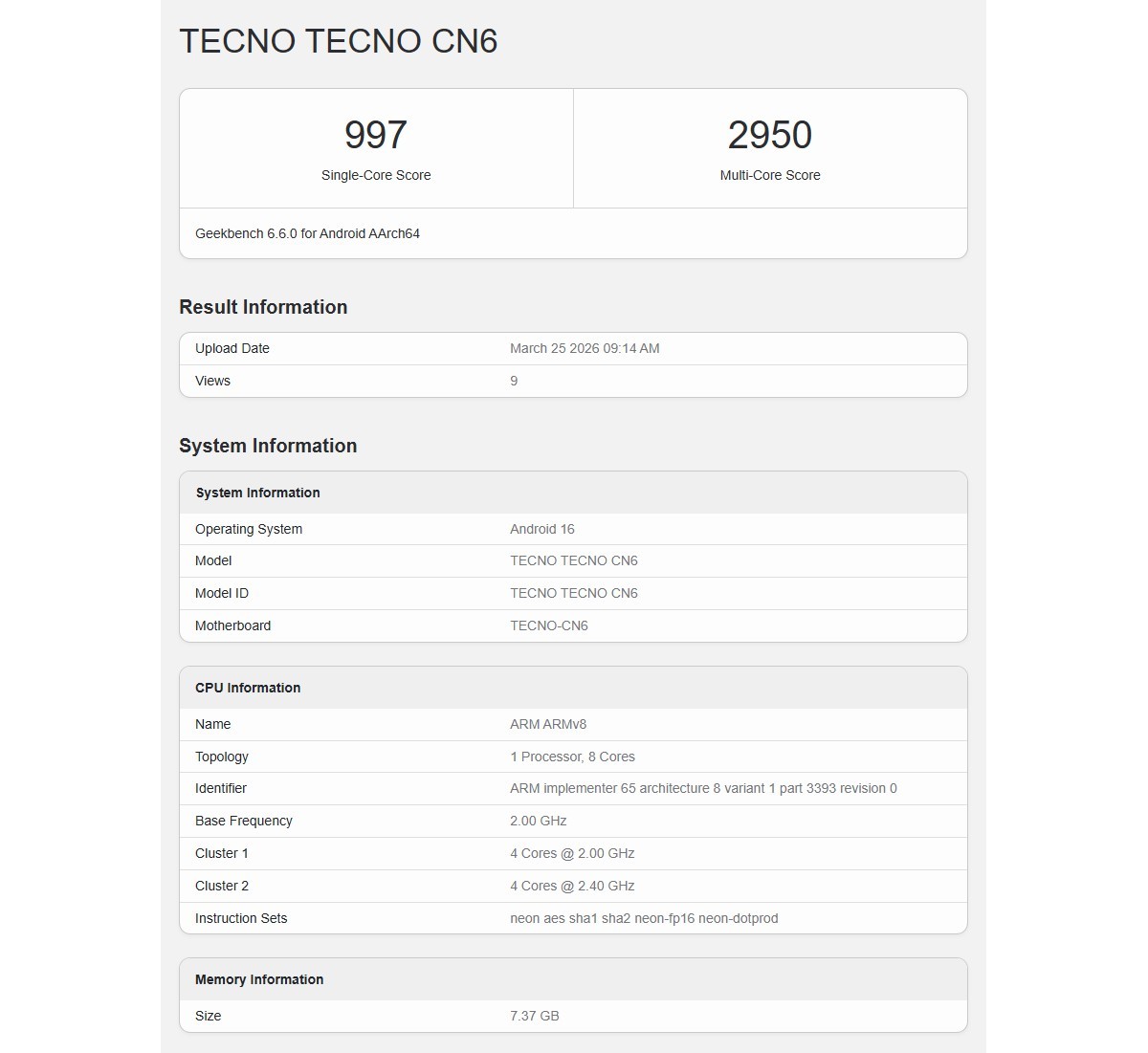 Tecno Camon Slim