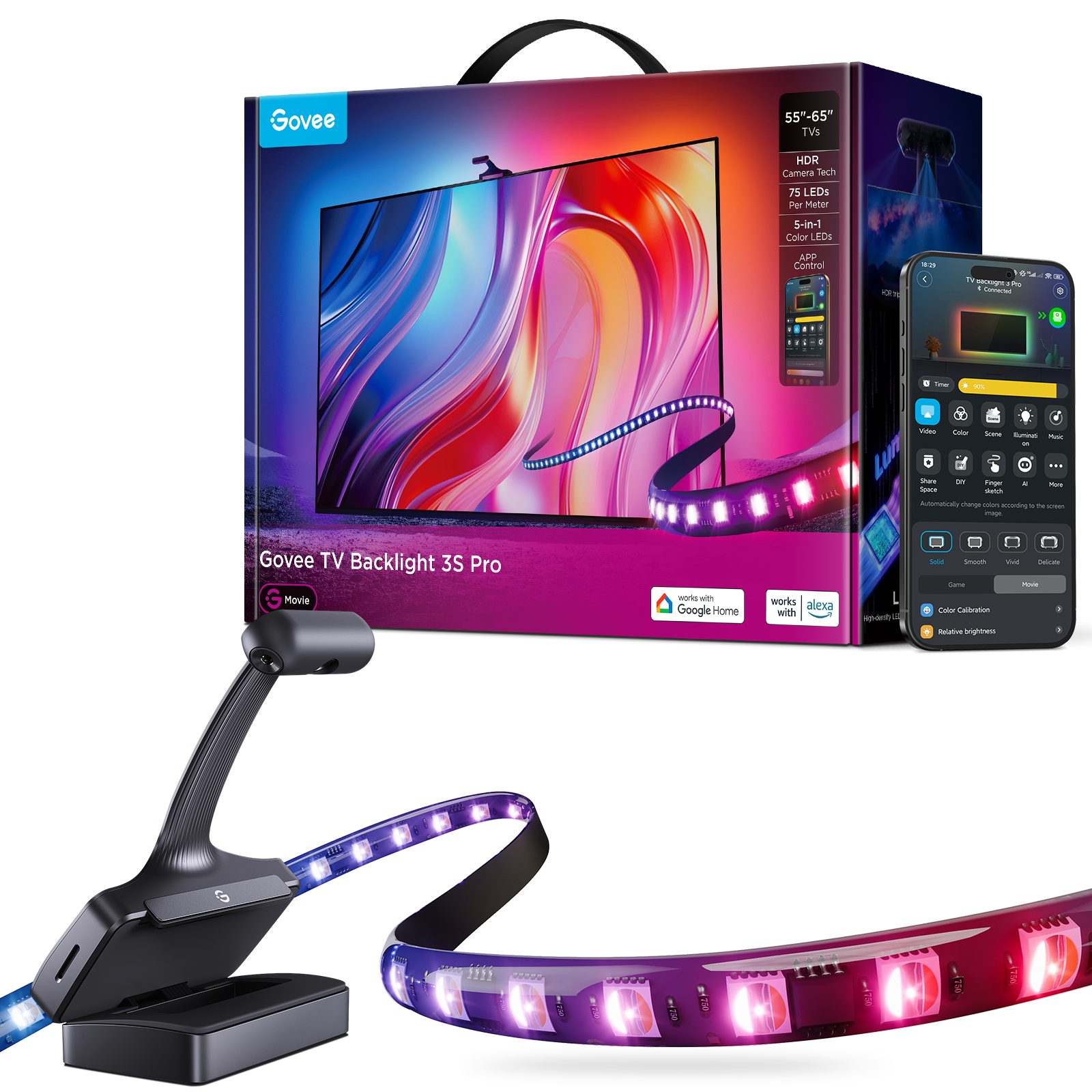 Обзор светодиодной ленты Govee TV Backliht 3S Pro — легко превратит гостиную в кинотеатр картинка Светодиодная лента Govee TV Backlight 3S Pro | DGL.RU