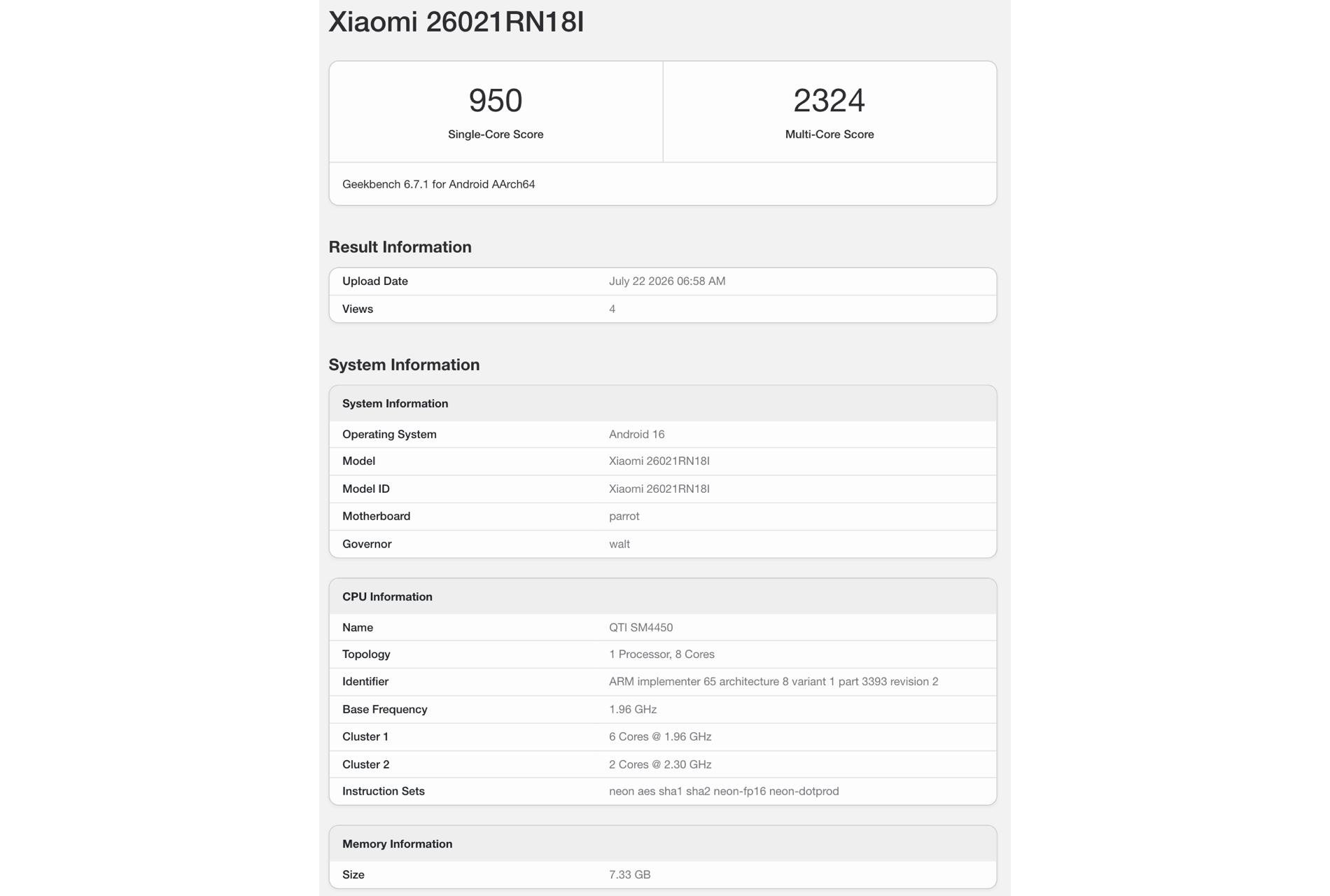 Смартфон Xiaomi Redmi Note 17 протестировали в Geekbench перед индийским релизом картинка Смартфон Xiaomi Redmi Note 17 в Geekbench | DGL.RU