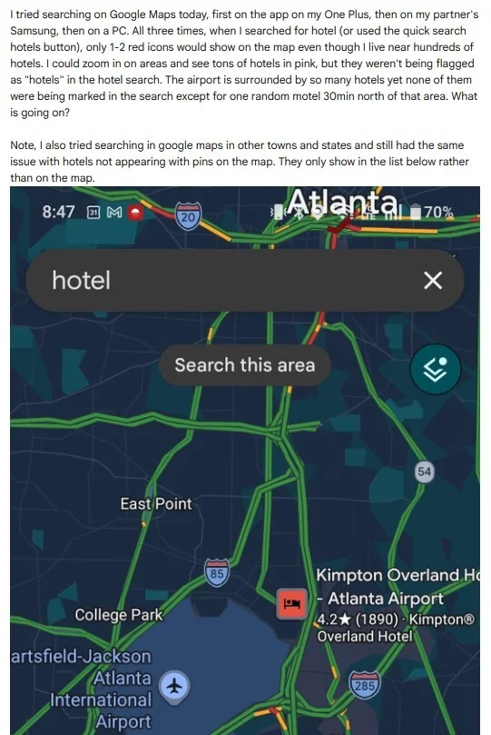 Из-за ошибки в Google Maps пользователям стало сложнее найти место для ночлега картинка Из-за ошибки в Google Maps пользователям стало сложнее найти место для ночлега