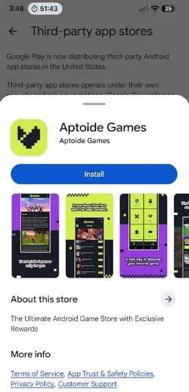 В Google Play Store появился первый сторонний магазин приложений Aptoide Games картинка В Google Play Store появился сторонний Aptoide Games | DGL.RU