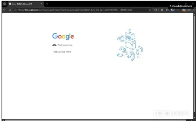 Сообщение об ошибке "404" не позволяет пользователям Pixel вручную загружать последнюю бета-версию Android 17 QPR2 картинка Сообщение об ошибке "404" не позволяет пользователям Pixel вручную загружать последнюю бета-версию Android 17 QPR2